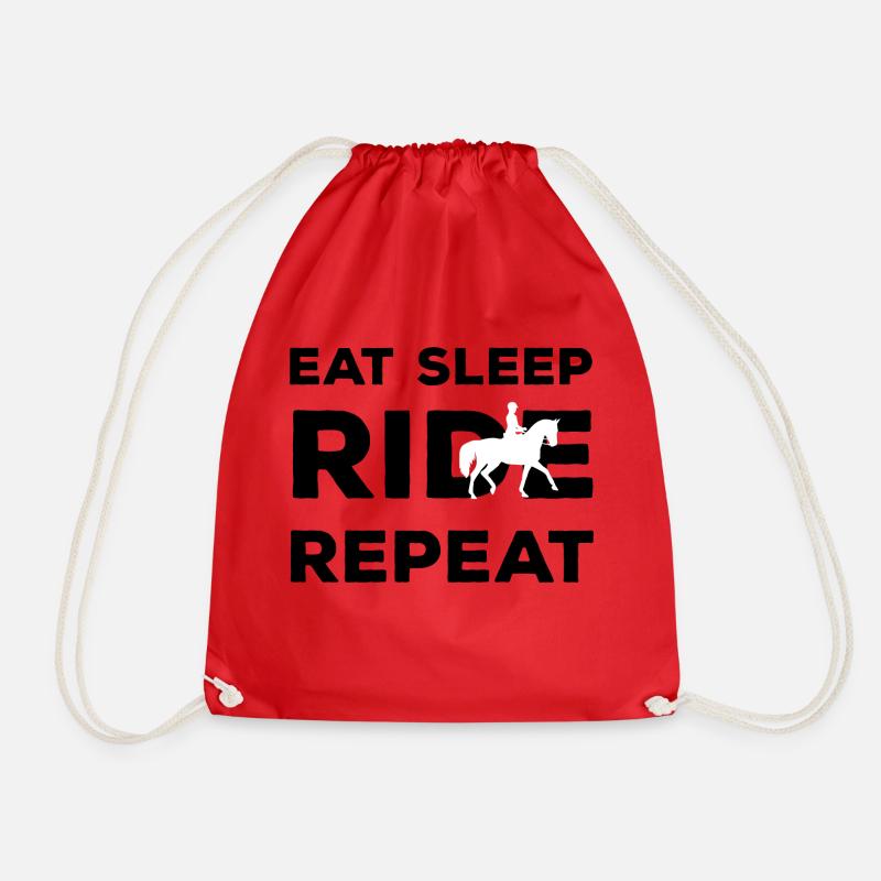 Eat Sleep Ride Repeat Tagesroutine Pferd Reiten - Turnbeutel - Rot