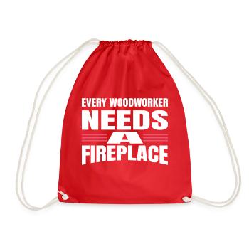 wood funny birthday present idea carpenter tshirts - Drawstring Bag - red - Front