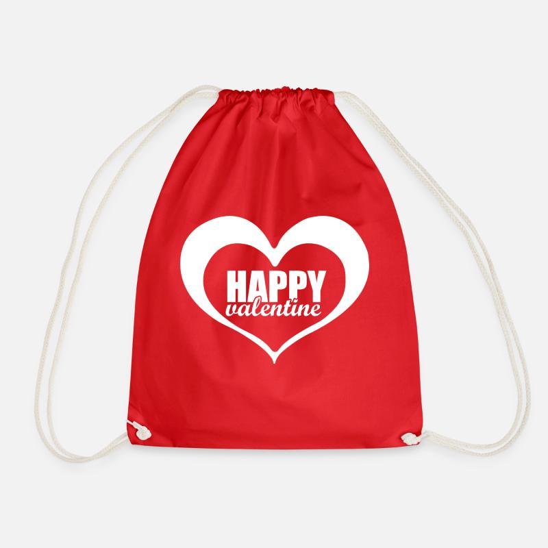 Pleasant Happy Valentine Artwork - Drawstring Bag - red