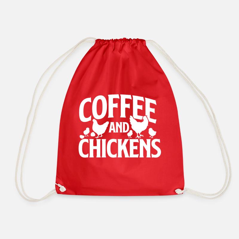 Kaffee und Hühner - Chicken Lover - Turnbeutel - Rot