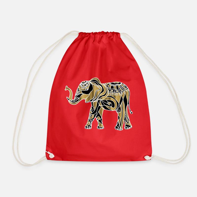 Elephant - Drawstring Bag - red