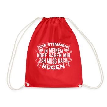 In meinem Kopf ist nur Platz für Rügen! - Turnbeutel - Rot - Vorne