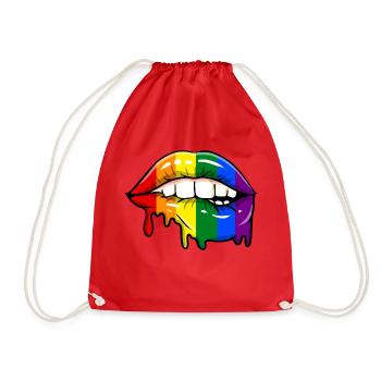 Dripping gay lips LGBT Gay Pride - Drawstring Bag - red - Front