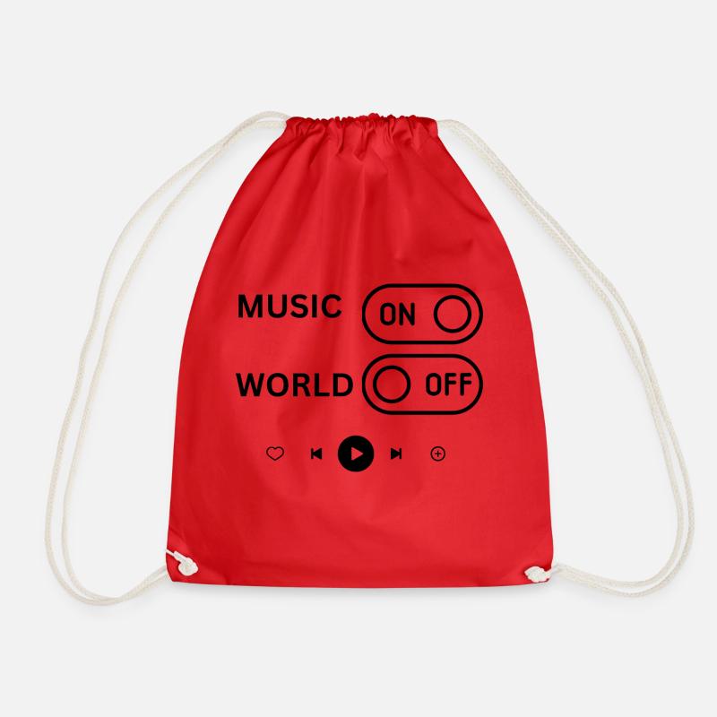 Music is life - Drawstring Bag - red
