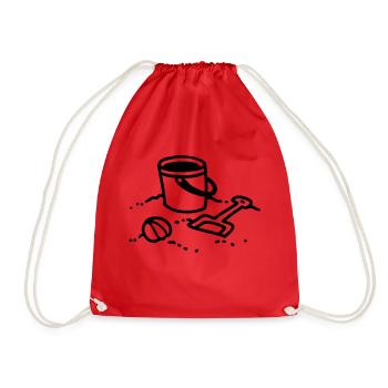 Sandbox - beach - Line - Drawstring Bag - red - Front