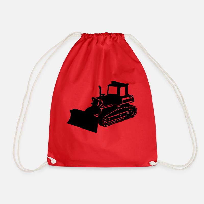 bulldozer dozer - Drawstring Bag - red