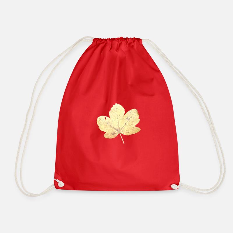 autumn leaf - Drawstring Bag - red