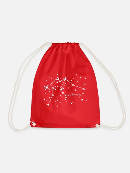 Aquarius, Aquarius, zodiac, sky, planet - Drawstring Bag - red