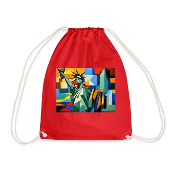 NYC Arts Series - Statue of Liberty - Bauhaus - Drawstring Bag - red - Front