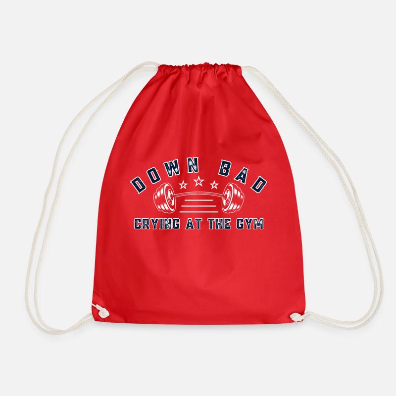 Down Bad Crying At The Gym - Drawstring Bag - red