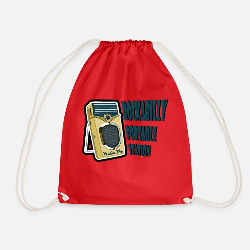 Rockabilly Music - Drawstring Bag - red