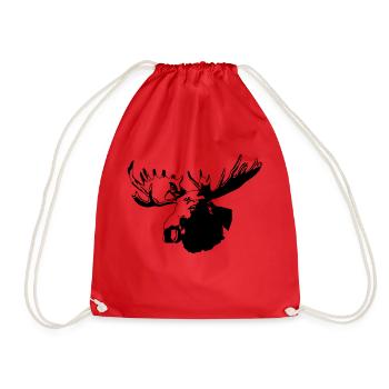 moose - elk - hunting - hunter - Drawstring Bag - red - Front