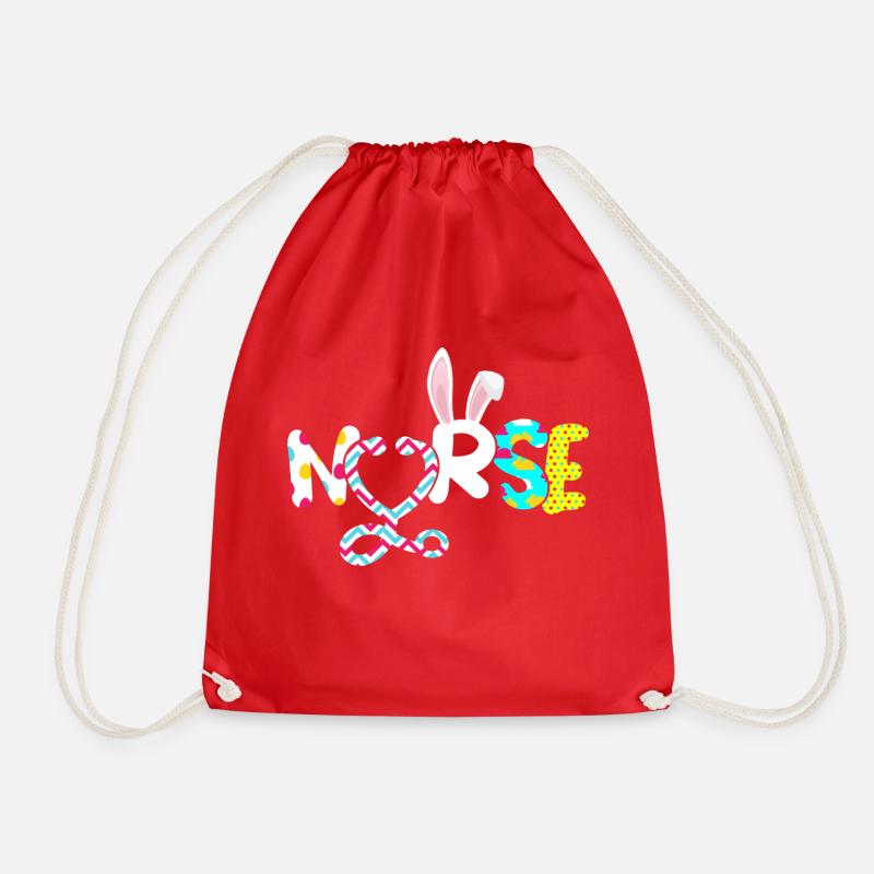 Nurse Rabbit Ear Stethoscope Happy Easter - Turnbeutel - Rot