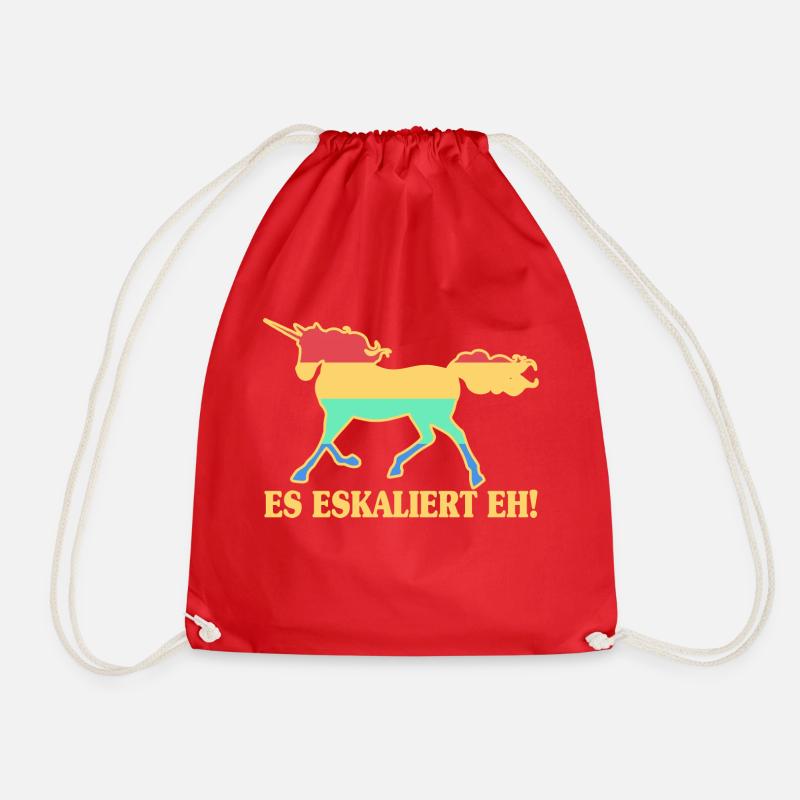 Es eskaliert eh Einhorn lustiger Spruch - Turnbeutel - Rot