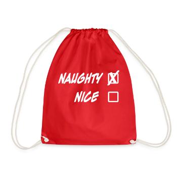 Christmas Santa Claus Naughty [X] or Nice - Drawstring Bag - red - Front