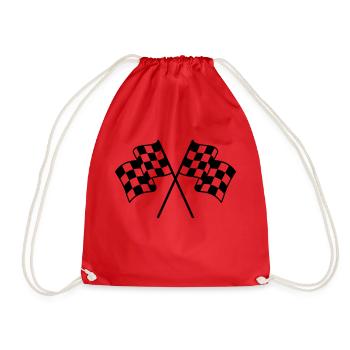 Checkered Flags 1 color - Drawstring Bag - red - Front