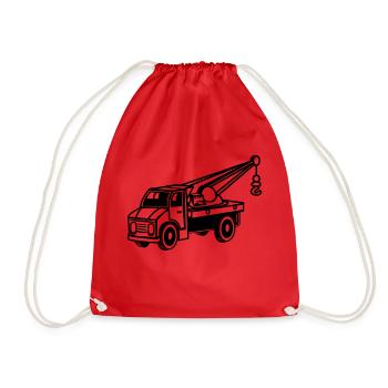 Car toy truck crane tow truck-mounted crane truck - Drawstring Bag - red - Front