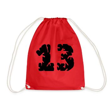 13 Zahl Trikot - Turnbeutel - Rot - Vorne