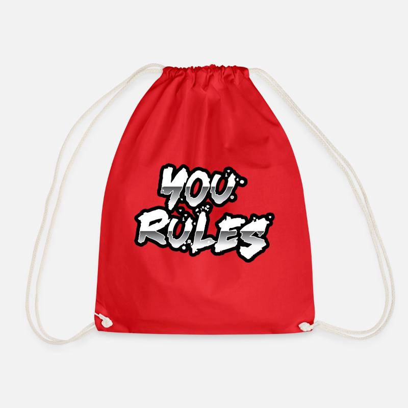 You rules black - Drawstring Bag - red