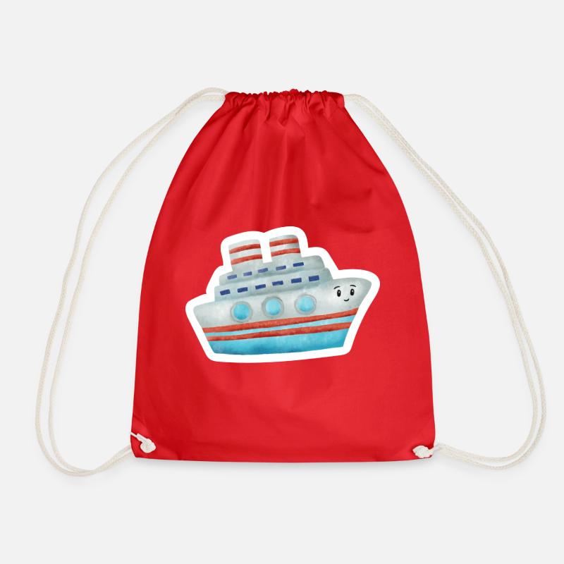 boat - Drawstring Bag - red