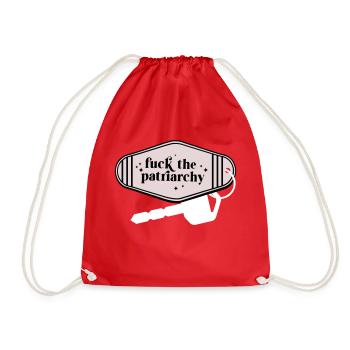 Fuck the patriarchy key chain on the ground - Drawstring Bag - red - Front