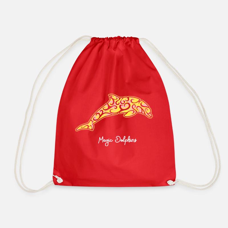 Magic Dolphins Dolphins T-Shirt - Drawstring Bag - red