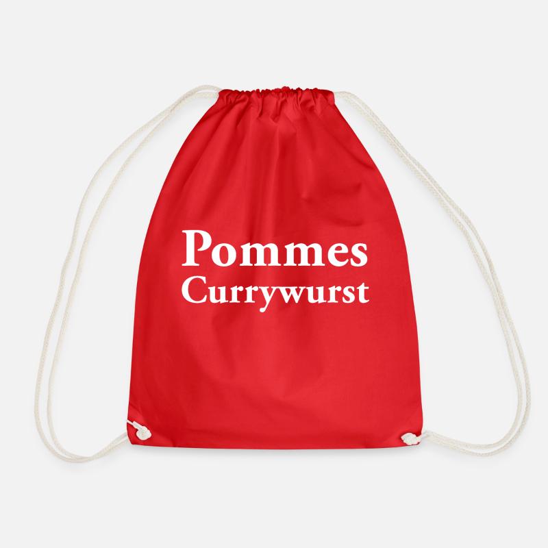 Pommes Currywurst - Turnbeutel - Rot