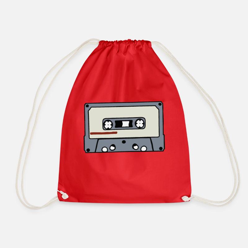 Kassette Retro Geschenkidee - Turnbeutel - Rot