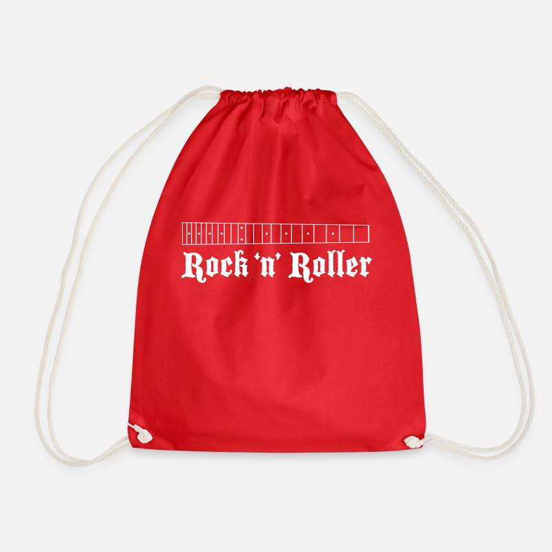 Guitar Fretboard Large White - Drawstring Bag - red