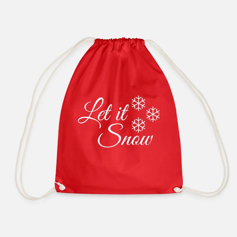 let it snow snowflake - Drawstring Bag - red