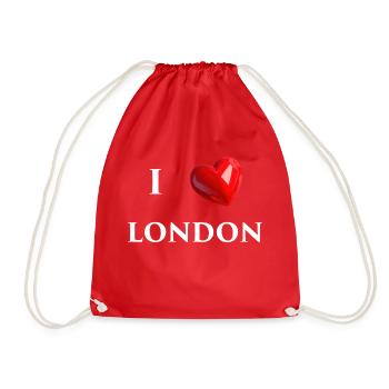 I Love London - White Text - Drawstring Bag - red - Front