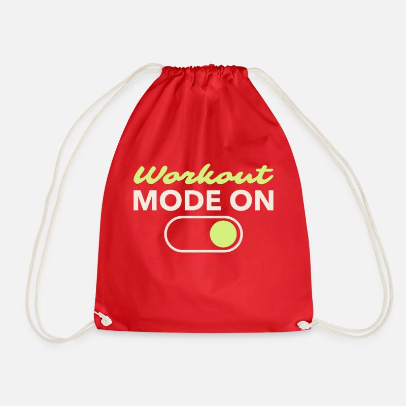 Workout Mode On - Drawstring Bag - red