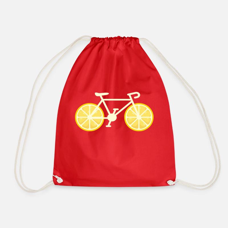 Bicycle Lemon Gift - Drawstring Bag - red