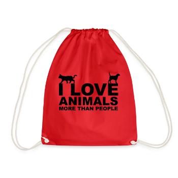 I Love Animals - Drawstring Bag - red - Front