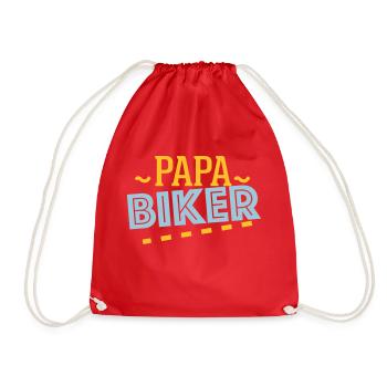 Papa Biker - - Turnbeutel - Rot - Vorne