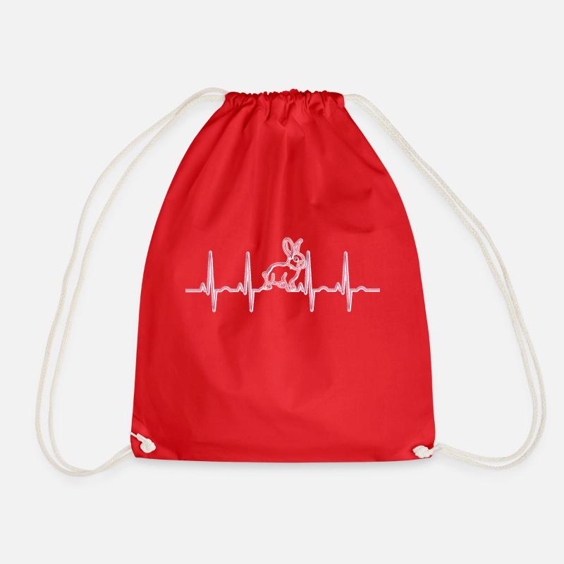Rabbit Heart Rate - Drawstring Bag - red