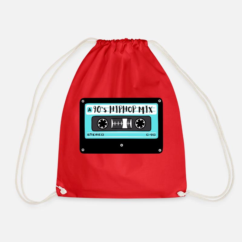 Cassette Hip Hop Mix 90's Design - Drawstring Bag - red