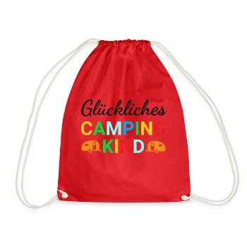 Glückliches Camping Kind - Turnbeutel - Rot - Vorne