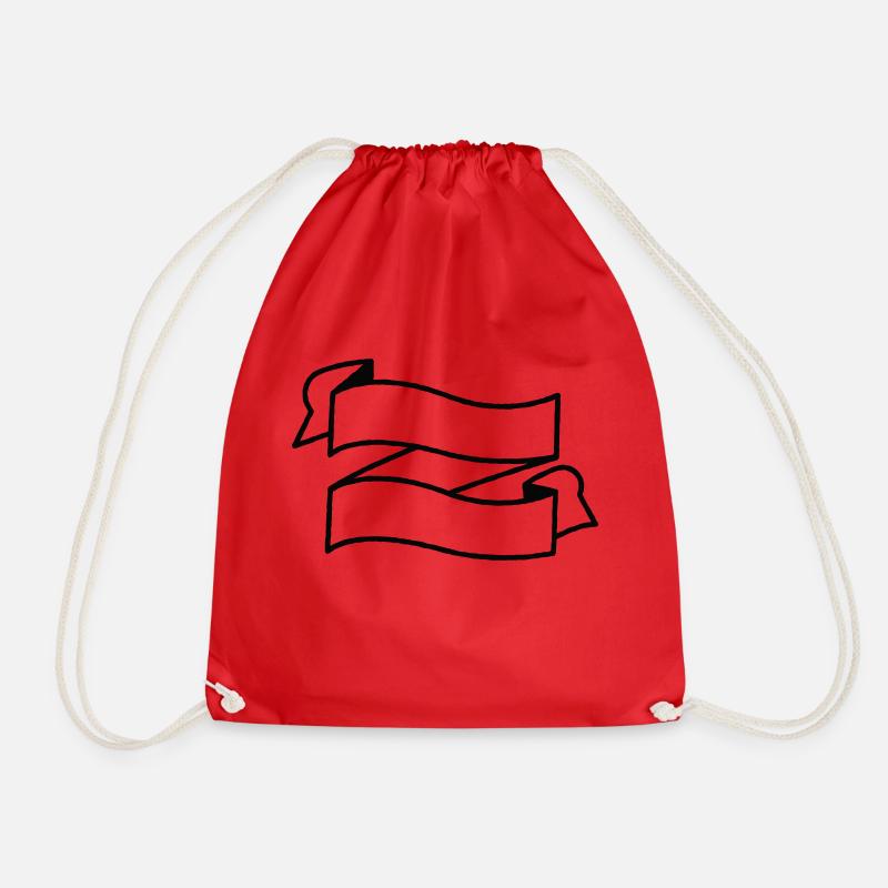 Black Banner with Sharp Corners - Drawstring Bag - red