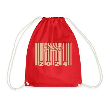 vintage 2024 Barcode 2024: Year 2025. - Drawstring Bag - red - Front