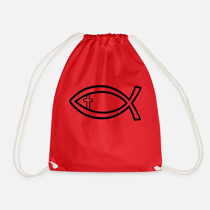 Fisch / christlicher Fisch - Turnbeutel - Rot