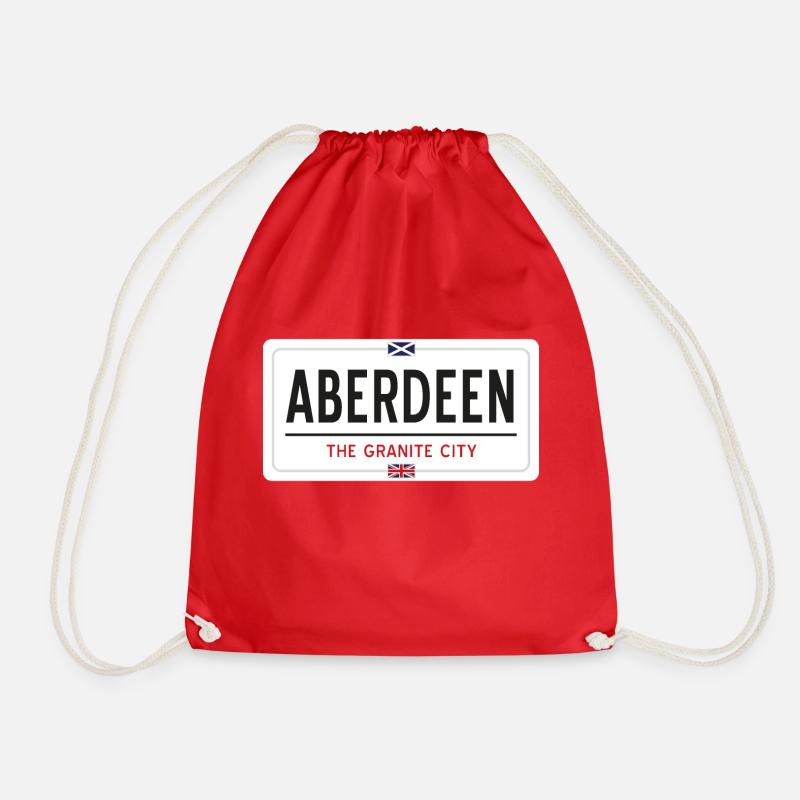 Aberdeen town sign - Drawstring Bag - red