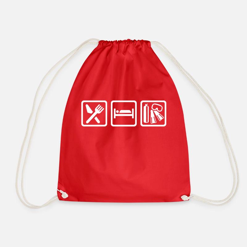 Eat Sleep Dive Repeat - Drawstring Bag - red