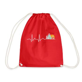 Heartbeat Pulse Camping Camper Tent Camping Nature - Drawstring Bag - red - Front