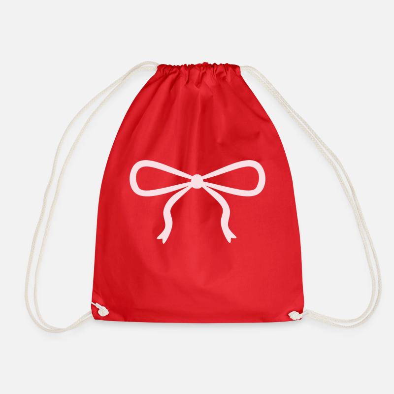 Cute Pink Bow - Drawstring Bag - red