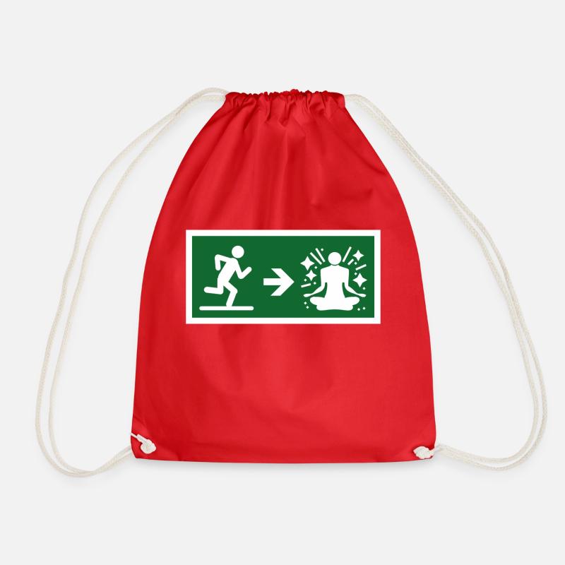 exit to meditate - Drawstring Bag - red