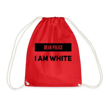 Dear Police I am white - Drawstring Bag - red - Front