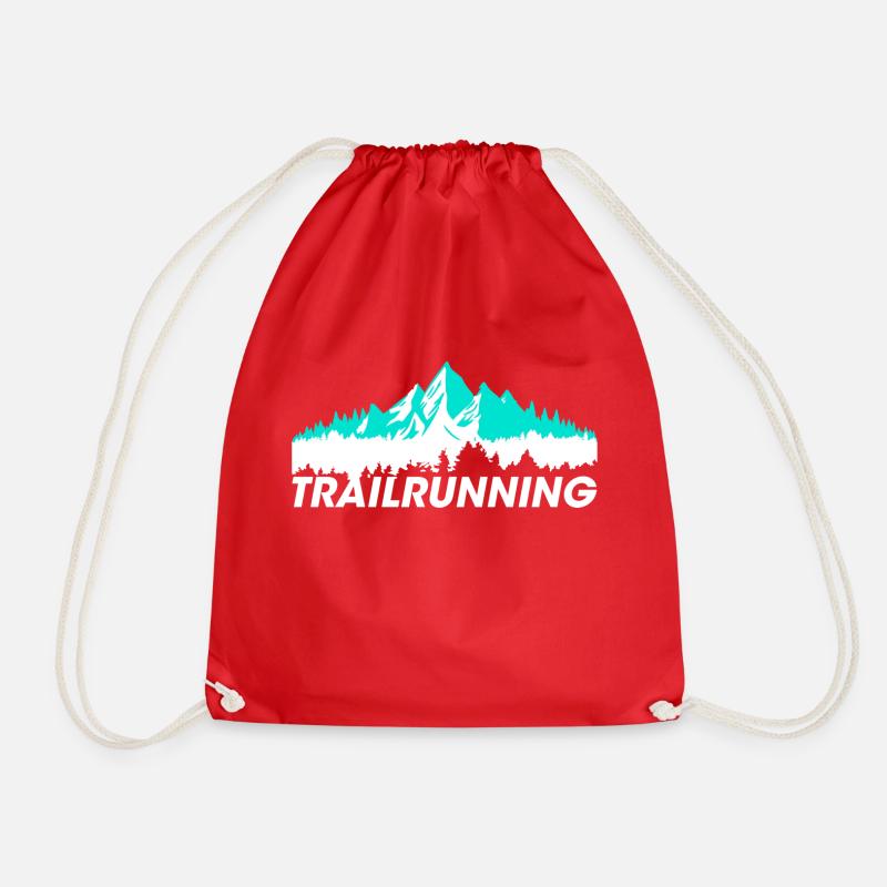 trailrunning mountains - Drawstring Bag - red