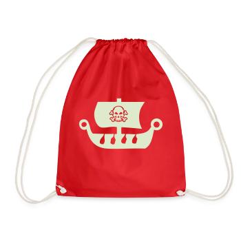 pirate ship - Drawstring Bag - red - Front
