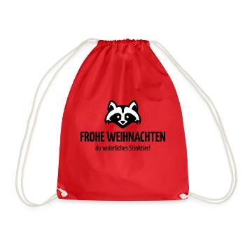 Frohe Weihnachten du widerliches Stinktier, Xmas - Turnbeutel - Rot - Vorne